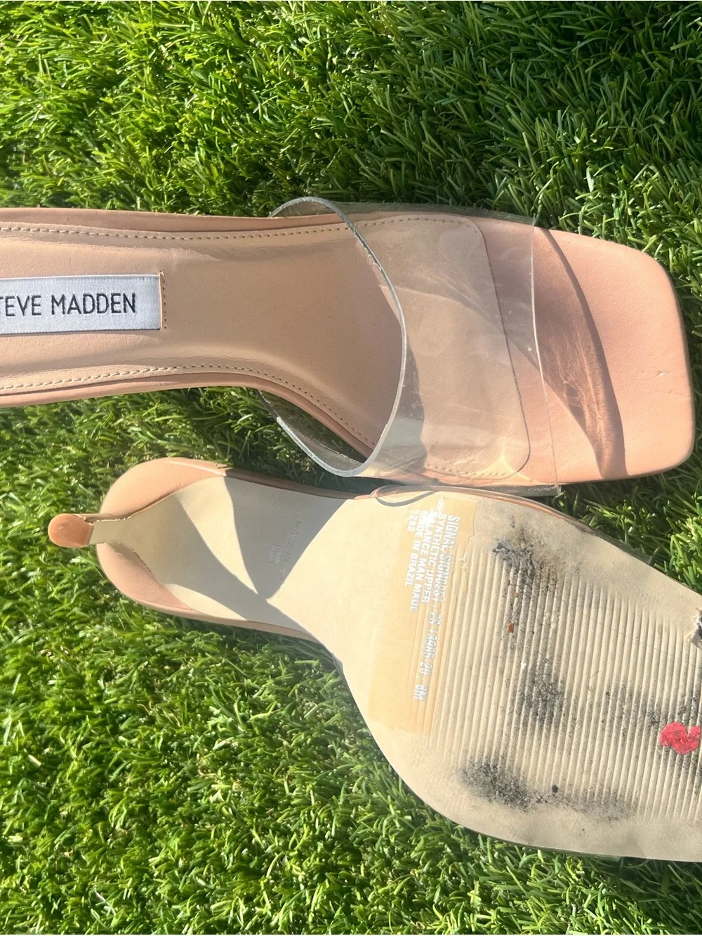 Steve Madden Nude Clear Strap Stiletto Sandals